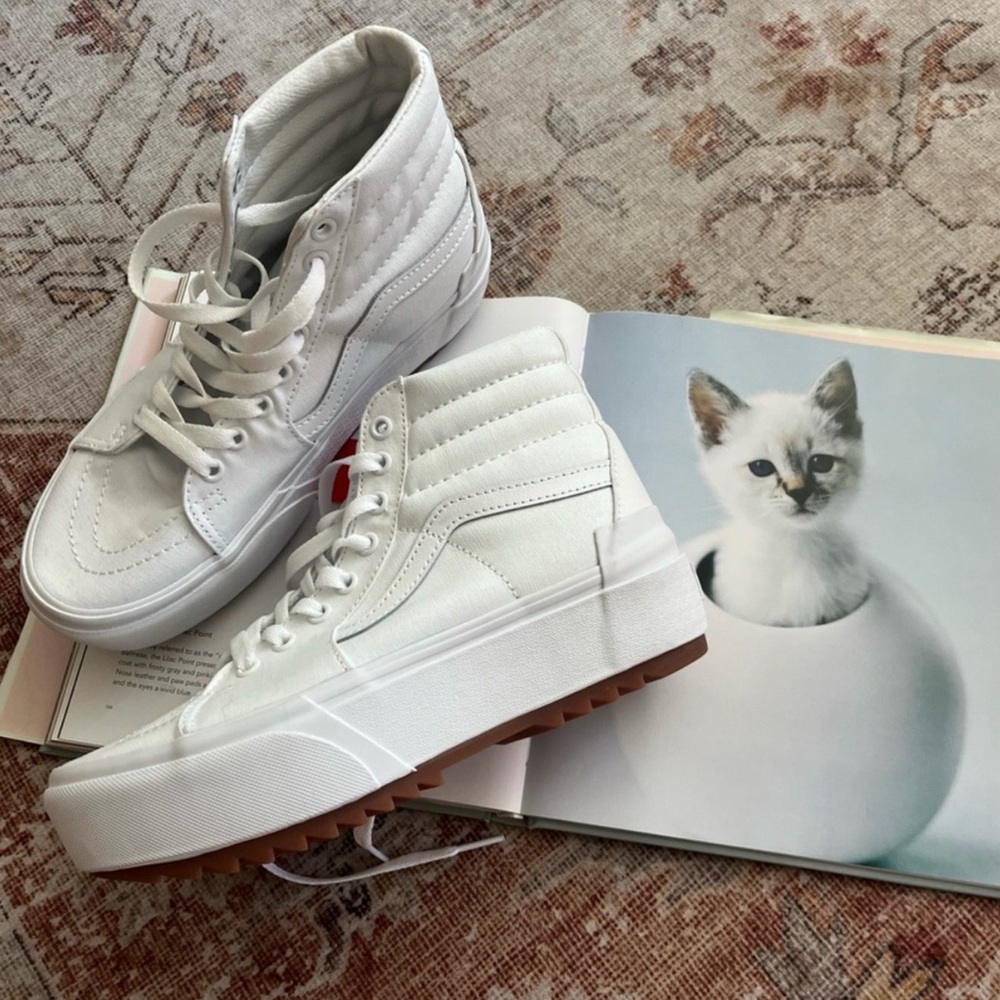 Vans White High-Top Platform Sneakers